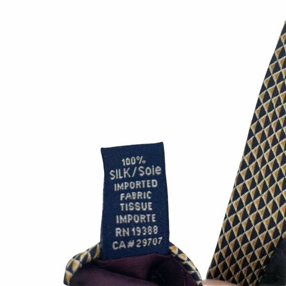 Nautica Necktie Men's Long Traditional Black Yellow Triangle Pattern 100% Silk - Picture 6 of 7